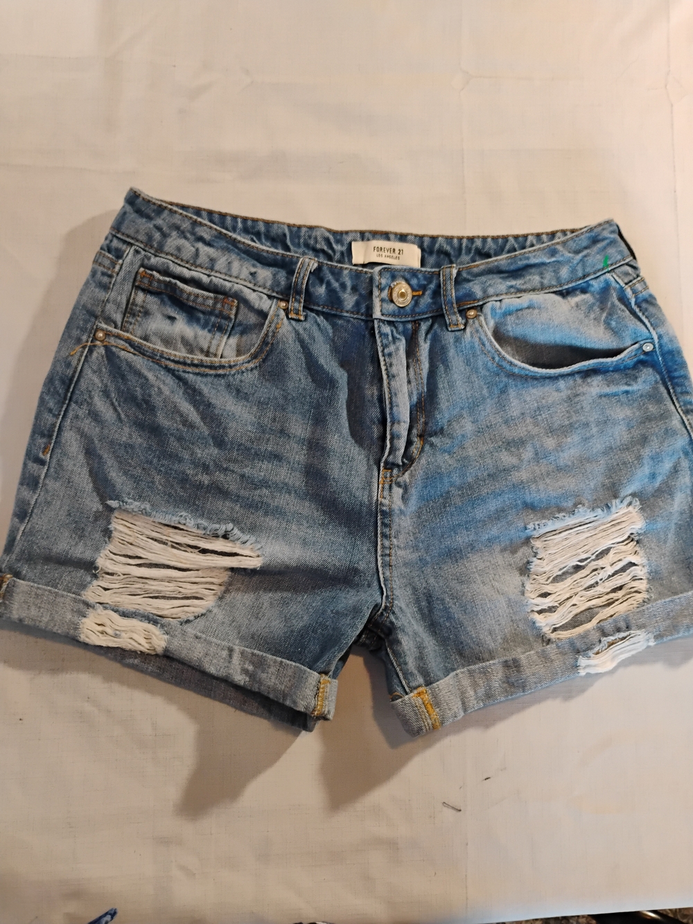 Forever 21 Light Blue Distressed Denim Shorts - Women's